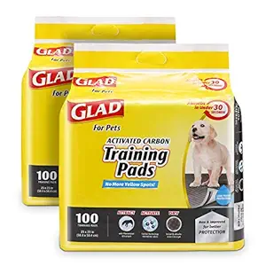 Glad for Pets Black Charcoal Puppy Pads, 100 Count -2 Pack | Puppy Potty Training Pads That Absorb & NEUTRALIZE Urine Instantly | New & Improved Quality Puppy Pee Pads