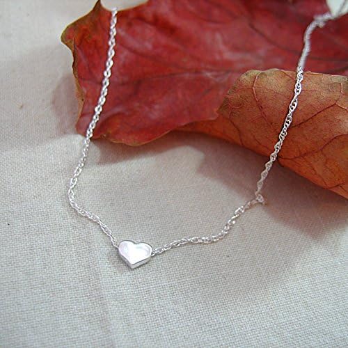 Sterling Silver Tiny Heart Bead Necklace - Personalised Initial Option available