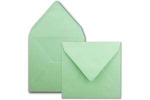 FARBENFROH BY GUSTAV NEUSER Série FarbenFroh Lot de 75 enveloppes carrées, vert menthe (vertes), 15,5 x 15,5 cm, sans fenêtre, à collage humide, pour cartes d'invitation au mariage, anniversaire et plus