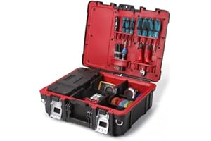 KETER Mallette de Technicien - Boîte à Outils Vide avec Compartiments Mobiles & Barres d'Outils - Idéal pour Transporter votre Matériel de Travail - Lanière en Option - 48 x 38 x 17.5 cm - Noir