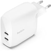 Belkin Boost Charge &Ccedil;ift USB-C Fişi, PPS'li, iPhone 16 ve Diğerleri, iPad, Samsung Galaxy, Google Pixel, MacBook i&ccedil;in 60W Şar