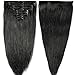 Deluxe Double Weft Remy Human Hair Clip in Extensions #1 Jet Black 8 Pieces Full Head Set 10"-22" Grade 7A Real Natural Long Straight Silky Soft, 22 inches-160g