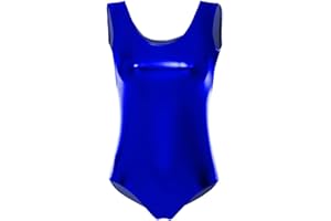IBAKOM Women's Metallic Ballet Gymnastic Leotards Sleeveless Dance Camisole Bodysuit Shiny Spandex Stage Ballroom Training Costume