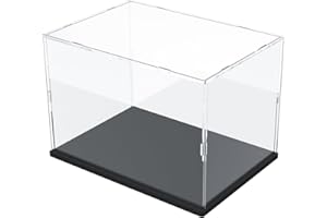 ACRLIE Acrylic Display Case with White Base,Display Boxes for Collectibles Dustproof Protection Showcase (20x30x20cm / 7.9x11.8x7.9inch, Black)