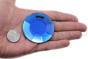 ALLSTARCO 60mm Blue Sapphire H104 Large Self Adhesive Round Acrylic Cosplay Gem Flat Back Plastic Stick On Rhinestone for Cosplay Costumes Scrapbooking Prop Craft Embelishment Steven Universe Decor Jewel 1PC