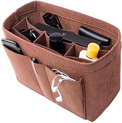 3MM Wool Blended Felt Handbag Purse Bag In Bag Insert Organizer fits Speedy Neverfull, Lightweight, 3 Sizes (Medium, Coffee)