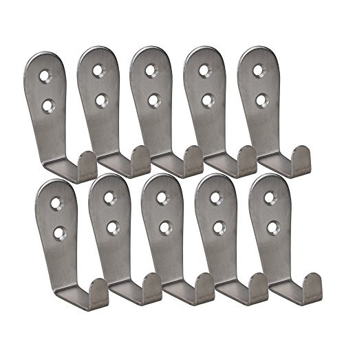 BQLZR Edelstahl Orangizer Lagerung einzelne Zinke Wandmontage Mantel Hut Robe Winkel Aufhaenger Haken Packung mit 10