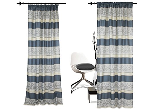 halbtransparenter Vorhang Colorado von deko trends – Wohndekoration in elegantem Design – made in Germany – moderne Kreismusterung mit Struktureffekt – mit einer Stoffbreite von ca. 144 cm und einer Stoffhöhe von ca. 245 cm, blau - 3