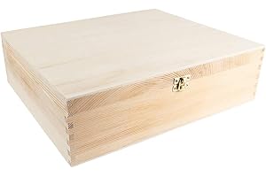 IDEEN MIT HERZ Cassetta per vino in legno con coperchio, 3 scomparti interni, 35 cm x 30 cm x 10 cm, con chiusura in metallo dorato, ideale per il fai da te e la pittura, scatola di legno