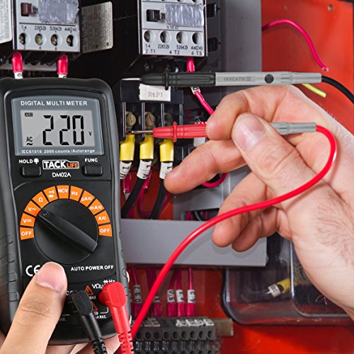 Tacklife DM02A Klassisches Digital Multimeter Auto Range Multi Tester mit Non Contact Voltage zum Messen von Gleich(DC) – und Wechsel(AC)-Spannung, Strom, Dioden sowie Widerstand mit Hintergrundbeleuchtung ( Rot/ Schwarz ) - 6