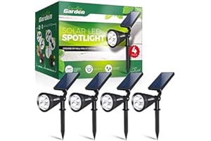 Signature Garden LED Solar Garden Lights (4pcs) | Waterproof Outdoor Solar Lights for Yard, Driveway, Landscaping, Trees | Solar-Powered Spotlight Landscape Lights/Lighting | Flood Lights, Tree Lights