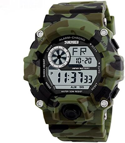 Boys Youth Digital Multi Function LED Quartz Camouflage Electronic Sport Watches Kids Watches Red