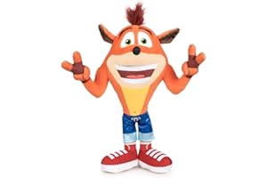 Play by Play - Peluche Crash Bandicoot Simbolo della Vittoria Esultante Originale Ufficiale Videogame - Arancione - 32cm