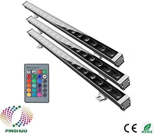 6PCS 3 Years Warranty 85-265V Waterproof 18W RGB LED Wall Washer Light Remote Color Change Floodlight Flood LED Linear Bar Lights