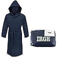 Irge Accappatoio Microfibra Cappuccio e Borsetta Unisex (Blu, L)