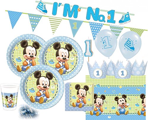 67 Teile Disney Baby Micky zum Ersten Geburtstag Party Deko Set 16 Personen 1. Geburtstag - 9