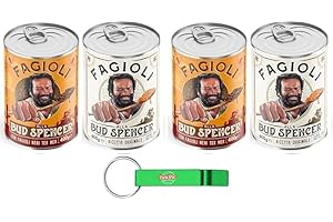 Fagioli alla Bud Spencer Testpaket Tex Mex und Borlotti, Bud Power- Bud-Spencer-Tex Mex Bohnen fertig zum Probieren 4 x 400gr + Beni Culinari Kostenloser Schlüsselanhänger