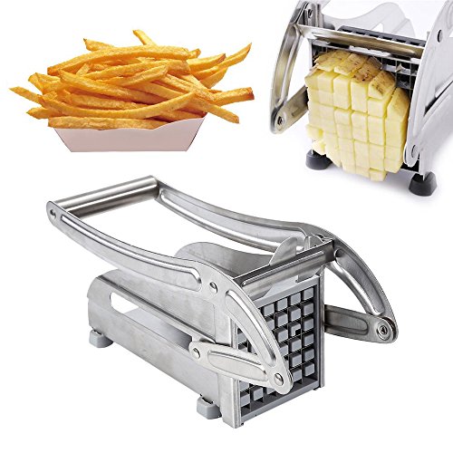 Turefans Coupe-Frites avec Lames de Coupe Interchangeables Broyeur de Pommes de Terre en Acier Inoxydable Coupe Légumes Machine