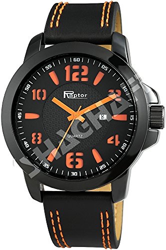 Raptor Herren Armbanduhr Lederband Analog Quarz Schwarz 297975800037 Raptor Herren Armbanduhr Lederband Analog Quarz Schwarz 297975800037