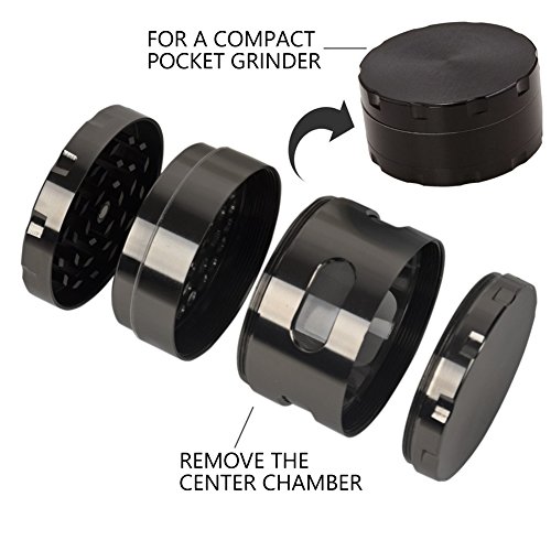 Wartoon Neue Design Premium Krautmühle mit Siebgrinder Haltbare Zamak-Legierung Tabak Grinder Crusher Gewürz-Schleifer Ø55mm 4 Stück (Gunmetal) - 4