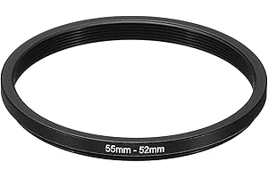PATIKIL 55mm-52mm Metal Step Down Ring, Camera Lens Filter Adapter Ring Aluminum Filter Adapter Ring for Camera Lenses Hood, Black