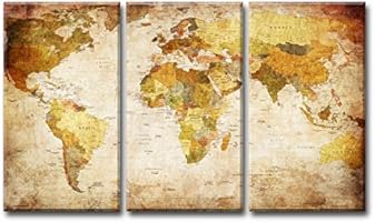 160 x 90 cm Bild & Kunstdruck der deutschen Marke Visario ArtNr 1169 Bilder auf Leinwand Kunstdrucke Weltkarte Wandbild drei Teile