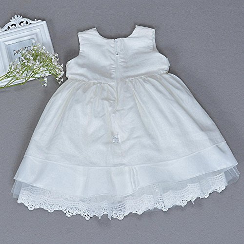Happy Cherry Taufkleid Kleider Baby Süßes Kleid Kleine Prinzessin Kleid Ärmelloses Falten Kleid mit Große Schleife Gr.12 für die Körpergröße 68-80cm(6-12 Monate) - Weiß - 3