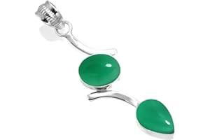 Jeweloporium 925 Sterling Argent Fait Main Pendentif for Femmes Deux Gemme Boho Argent Bijoux for Gift (99599_P)