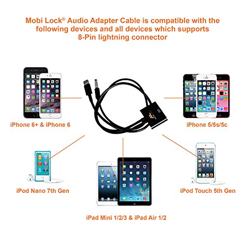 Cable base audio   Conector   Adaptador   Conversor Mobi Lock    30 Pins a 8 Pins para iPhone 7 Plus   7   6S Plus   6S   6 Plus   6   SE   5   5S   5C  iPad 4  iPad Air  iPad Mini  iPod Touch 5  iPod Nano 7 para estaciones de audio  carga y sincronizaci  n de dato