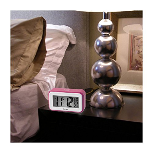 Greeney Digitale Wecker Uhren Mit Großes Bildschirm und Smart-Touch Control, Temperaturanzeige, Kalender, 24/12 Stunden-Umwandlung, Aufsteigende Alarm, Sensor-Hintergrundbeleuchtung, Praktische Snooze / Licht Funktion Ultra Lautlos ROSA - 8