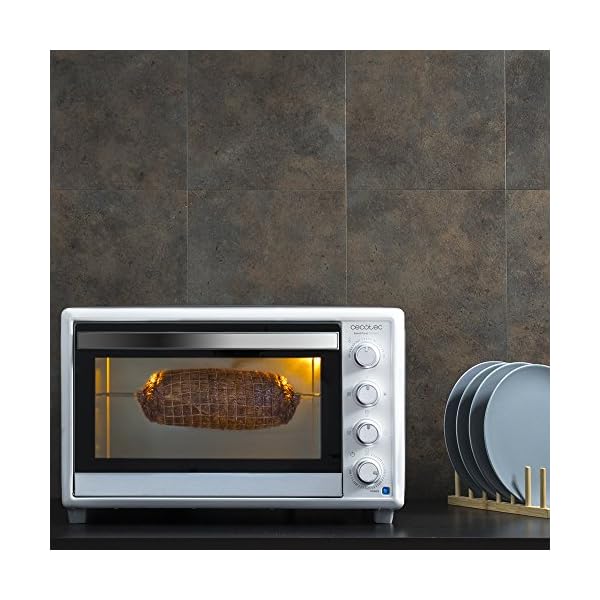 Cecotec Bake&Toast 790 Gyro Umluft Minibackofen Mit Hähnchendrehspieß 46 L 2000 W Bis 360º C Doppelglastür 4 Schalter 12 Gararten Timer 60 Min Ober Und Unterhitze Kombibetrieb Innenlicht Weiss Silber – Bild 3