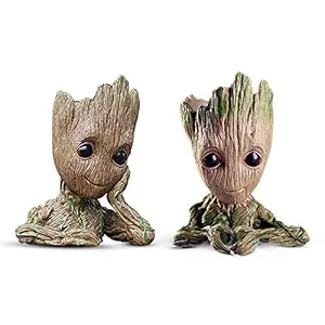 ACT OF CRAFT Groot Planter Set of Two Flower Vases Pot | Widely Used for Indoor and Outdoor Use | Bonsai and Succulent Flower Plant Pot Pencil Stand | Ideal for Gifting Purpose and Home Dcor