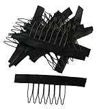 PeiGee 10/20/30/50pcs Wig Combs 7 Teeth Close with Wrap Lace Cap Clip for Glueless Lace Wig Accessories More Convenient Safe and Stable with Eadge Processed(Black)