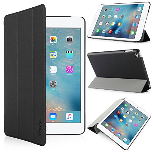 IHarbort® Apple Mini 4 Gehäuse - Multi-Winkel Smart Cover Halter Stand Leder Tasche für Apple iPad mini 4, Mit Schlaf / Wake Up Funktion (iPad mini 4, Schwarz)