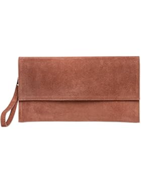 CASPAR TL702 Damen Wildleder / Veloursleder Clutch Tasche mit Handschlaufe