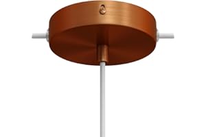 creative cables - Kit rosone cilindrico in Metallo a 1 Foro Centrale e 2 Fori Laterali - Cilindrico, Rame Satinato