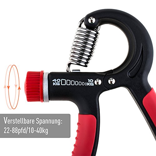 Anpro Handgreif-Trainer Hand-Trainingsgerät – der beste Griff-Verstärker für die Entwicklung der Hand- und Unterarmmuskulatur – einstellbarer Widerstandsbereich von 10 bis 40 kg perfekt für Handmuskeltrainer Fingertrainer Unterarmmuskulatur und Hand Rehabilitation Fitnesstraining (Rot und Schwarz) - 3