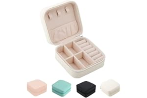 JARAGAR Kleine Schmuckschatulle, Tragbare Reise Schmuckschatulle Organizer Leder Mini Reise Schmuckschatulle für Ringe Ohrringe Halskette Armbänder Schmuck Geschenk für Frauen Mädchen