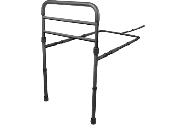 Pepe Mobility Barrière de Lit Adulte Réglable (Hauteur 26-41 cm), Protection Anti-Chute avec Pieds, Aide au Redressement Personnes Âgées, Noir