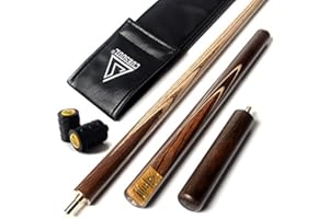 CUESOUL 57" 3/4 Jointed Snooker Billiard Pool Cue Handcrafted 18oz with Telescopic Aluminium Extension & 6" Walnut Extension, Ash Shaft & Walnut Butt, in Aluminium Cue Case, 9.5mm Tip Snooker Cue Set