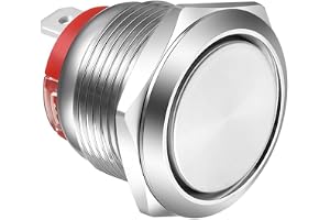 Gebildet Kort Typ Tryckknapp 20A/12-24V, 15A/220V 19mm Spärrande Tryckknappsbrytare i Rostfritt Stål Vattentät 2-stifts SPST
