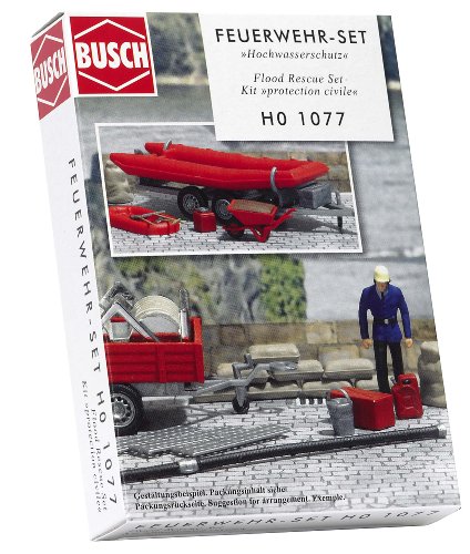 Preisvergleich Produktbild Busch 1077 - Feuerwehr-Set Hochwasserschutz