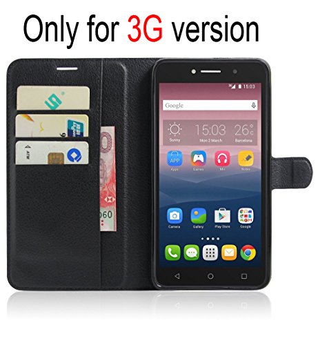 SMTR Alcatel One Touch Pixi 4 8050D  6 inch   3G  Cartera Fundas de PU Cuero Flip  Standing Leather Wallet Case Cover Carcasa Funda con Ranura de Tarjeta Cierre Magn  tico y funci  n de soporte para Alcatel One Touch Pixi 4 6 inch  Negro