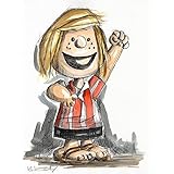 Original Feder und Aquarell auf Aquarellkarton: Peanuts Peppermint Patty / 24x32 cm