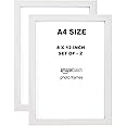 Laxmi Narayan Distributor Acrylic Plastic Glass (non Breakable) and MDF Ply Frame white color with Hanging Hooks (8" x 12" Inch) (A4 Size)-Set of 2 Pcs