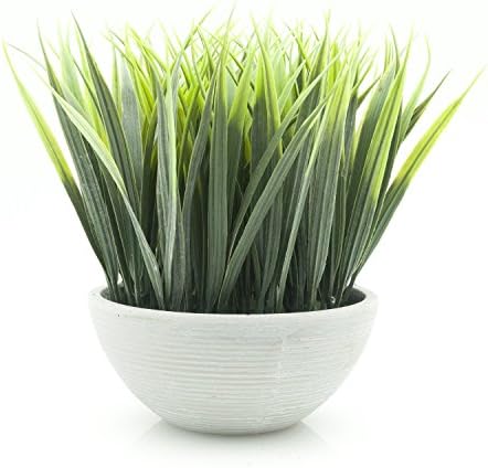 Velener Fake Extra-Long Elephant Grass in White Pot for Home Decor (Green)