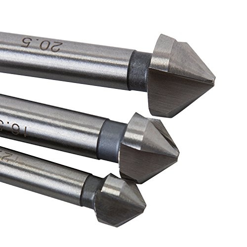 Fortag 6 tlg 90° 3 Flute HSS Kegelsenkersatz Anfassen Versenkbohrer 1/4″ 6-Kanntschaft Senker Senkbohrer Versenker-Bit Kegelsenker Satz - 5