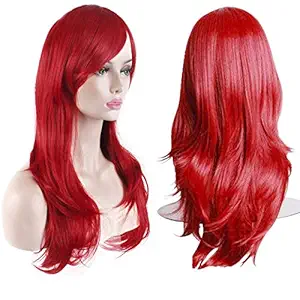 AKStore Womens Heat Resistant 28-Inch 70cm Long Curly Hair Wig with Wig Cap, Red