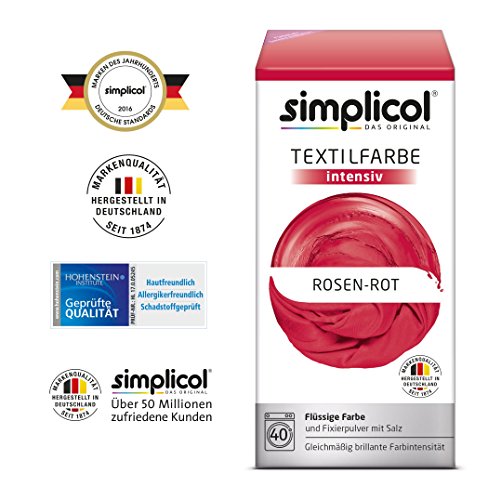 Simplicol Textilfarbe intensiv all in 1 -Flüssige Rezeptur „Rosen-Rot“ Neu! - 4