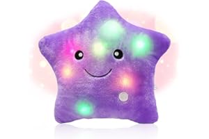 Shengou Cojín Luminosas, Almohada con Luces, Almohada Felpa Luminoso, Cojín de Peluche con luz LED, Cojines Decorativos, LED Estrellas Peluche